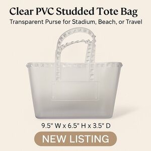 Clear PVC Studded Tote Bag – Transparent Purse for Stadium, Beach, or Travel